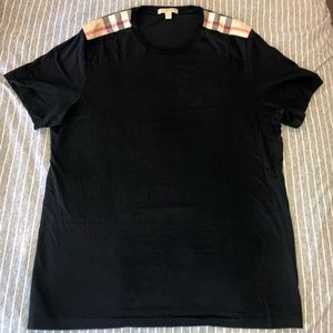 Burberry Black Shoulder Patch Short Sleeve Tee